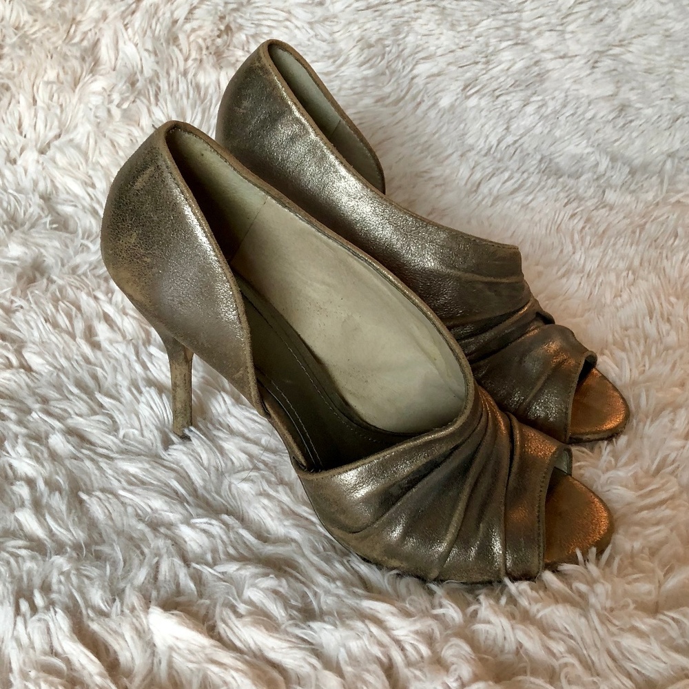 🛍BOGO Aldo Heels Metallic D’Orsay Style Gold